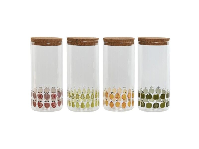 Łódź Home ESPRIT Żółty Kolor Zielony Naturalny Korek Silikon Szkło borokrzemowe Shabby Chic 1,4 L (4 Sztuk)
