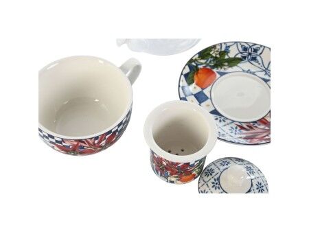 Dzbanek na herbatę Home ESPRIT Niebieski Biały Szkło Porcelana (2 Sztuk)