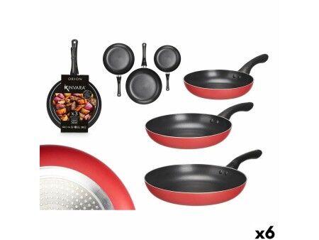Set Patlni Kinvara 2 Czarny Czerwony Aluminium Bakelit 20 x 4 cm 28 x 5 cm 24 x 4,5 cm (6 Sztuk)