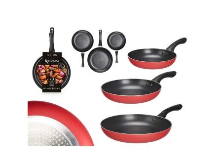 Set Patlni Kinvara 2 Czarny Czerwony Aluminium Bakelit 20 x 4 cm 28 x 5 cm 24 x 4,5 cm (6 Sztuk)