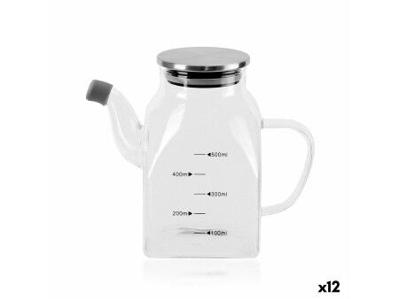 Buteleczka na oliwę La Mediterránea Przezroczysty Srebrzysty Metal Szkło borokrzemowe 0,5 L (12 Sztuk)