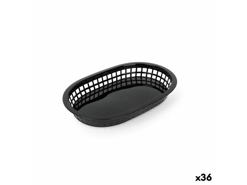 Koszyk na chleb Czarny Plastikowy Prostokątny 27,4 x 17,5 x 3,6 cm (36 Sztuk)