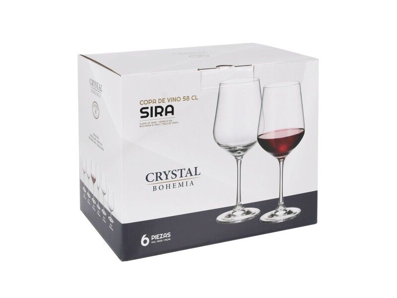 Zestaw kieliszków do wina Bohemia Crystal Sira 580 ml 6 Części (4 Sztuk)
