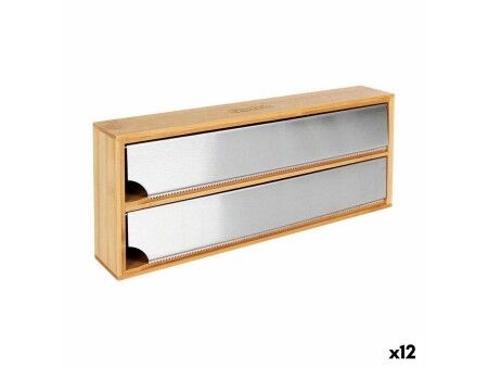 Uchwyt na Ręczniki Kuchenne Quttin Bambus Aluminium 33,5 x 13 x 5,5 cm (12 Sztuk)