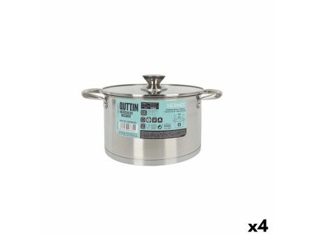 Garnek ze Szklaną Przykrywką Quttin Hermes Stal 4 L (4 Sztuk)