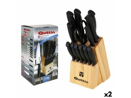 Zestaw noży z drewnianym stojakiem Quttin 47718 (14 pcs) 14 Części (2 Sztuk)