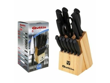 Zestaw noży z drewnianym stojakiem Quttin 47718 (14 pcs) 14 Części (2 Sztuk)