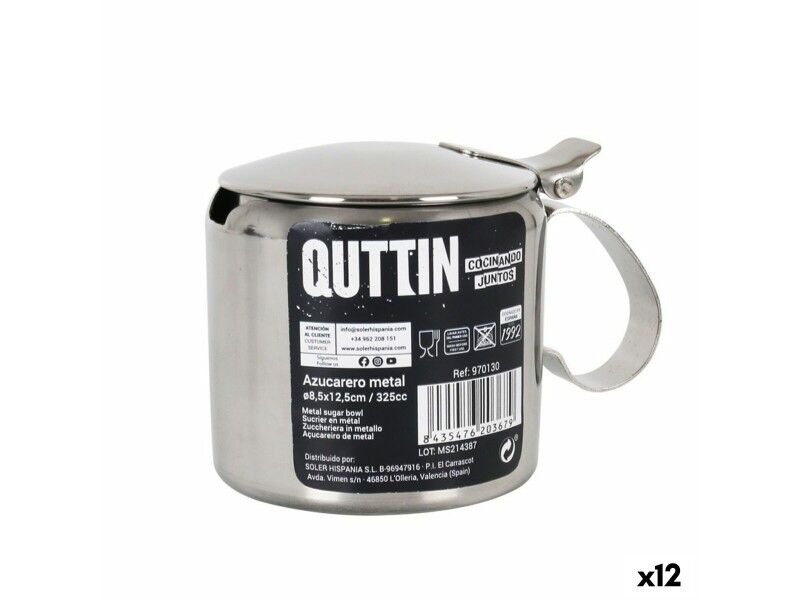 Pojemnik na Cukier Quttin Quttin 325 ml 8,5 x 12,5 cm Metal 11 x 7,7 x 8 cm (12 Sztuk)