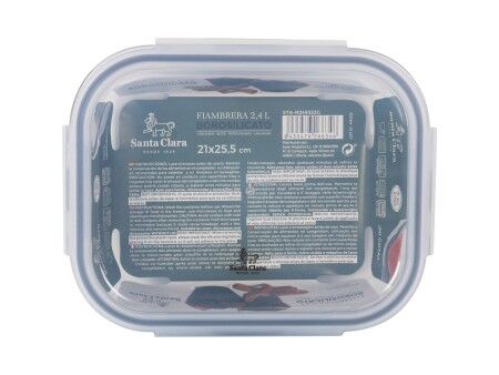 Hermetyczne pudełko na lunch Santa Clara Przezroczysty Prostokątny 2,4 L (4 Sztuk)