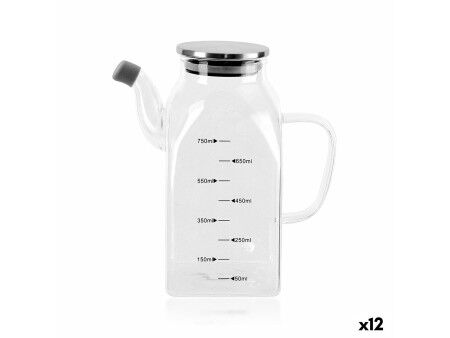 Buteleczka na oliwę La Mediterránea Przezroczysty Srebrzysty Metal Szkło borokrzemowe 0,75 L (12 Sztuk)