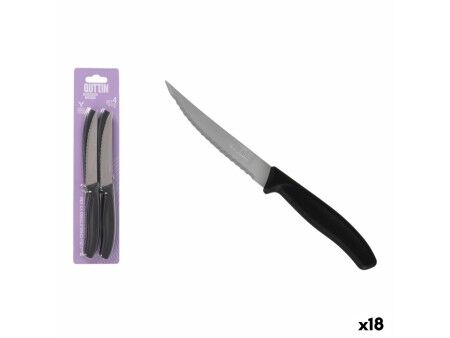 Zestaw Noży do Mięsa Quttin Czarny Srebrzysty Stal nierdzewna 11 cm 4 Części (18 Sztuk)