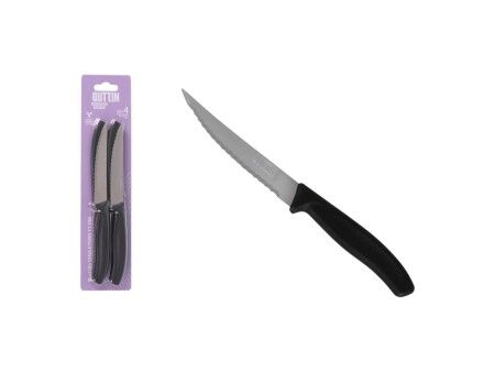 Zestaw Noży do Mięsa Quttin Czarny Srebrzysty Stal nierdzewna 11 cm 4 Części (18 Sztuk)