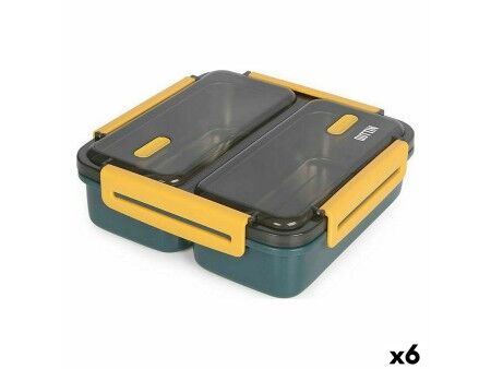 Hermetyczne pudełko na lunch ThermoSport Pojedyńczy Stal Plastikowy 19,8 x 19,8 x 6,3 cm (6 Sztuk)