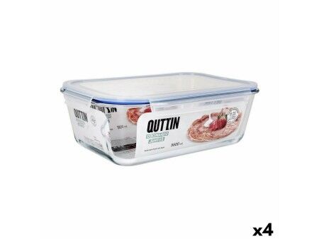Hermetyczne pudełko na lunch Quttin Przezroczysty Prostokątny 5,6 L (4 Sztuk)