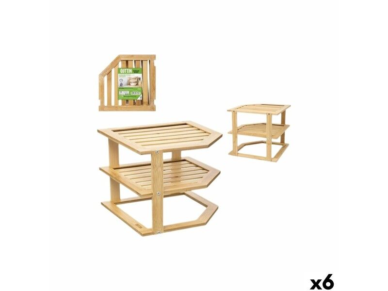 Półki narożne Quttin Bambus 25,5 x 25,5 x 23 cm (6 Sztuk)