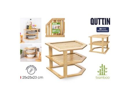 Półki narożne Quttin Bambus 25,5 x 25,5 x 23 cm (6 Sztuk)