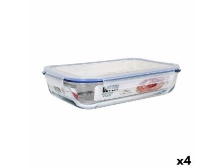 Hermetyczne pudełko na lunch Quttin   Prostokątny 3,7 L 36 x 24,8 x 8,1 cm (4 Sztuk)