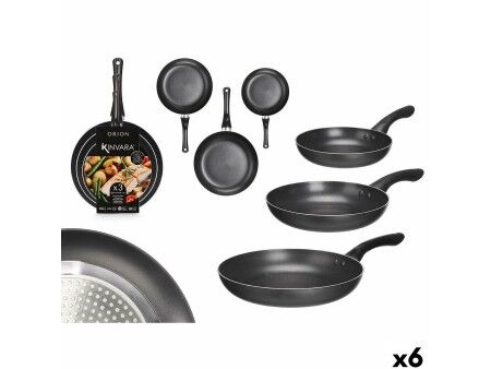 Set Patlni Kinvara 1 Czarny Aluminium Bakelit 20 x 4 cm 28 x 5 cm 24 x 4,5 cm (6 Sztuk)