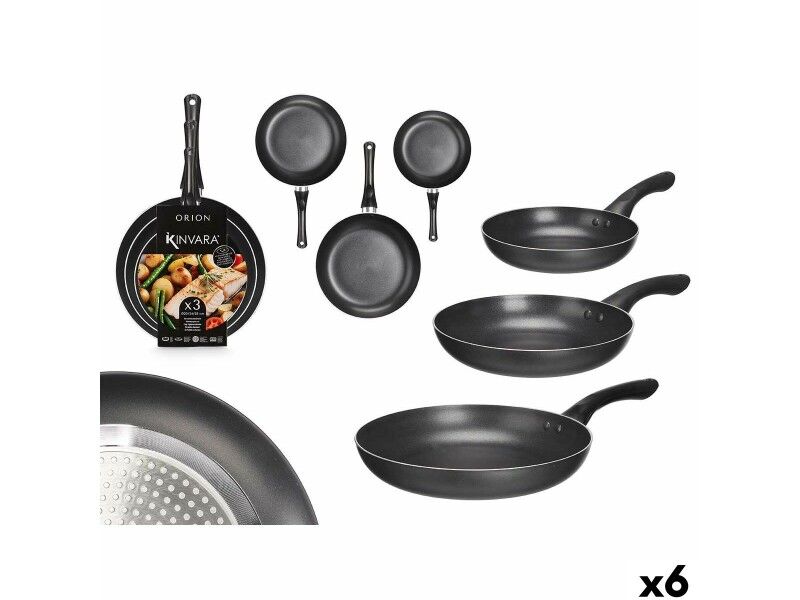 Set Patlni Kinvara 1 Czarny Aluminium Bakelit 20 x 4 cm 28 x 5 cm 24 x 4,5 cm (6 Sztuk)