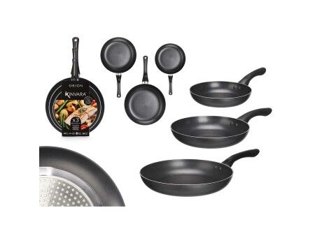 Set Patlni Kinvara 1 Czarny Aluminium Bakelit 20 x 4 cm 28 x 5 cm 24 x 4,5 cm (6 Sztuk)