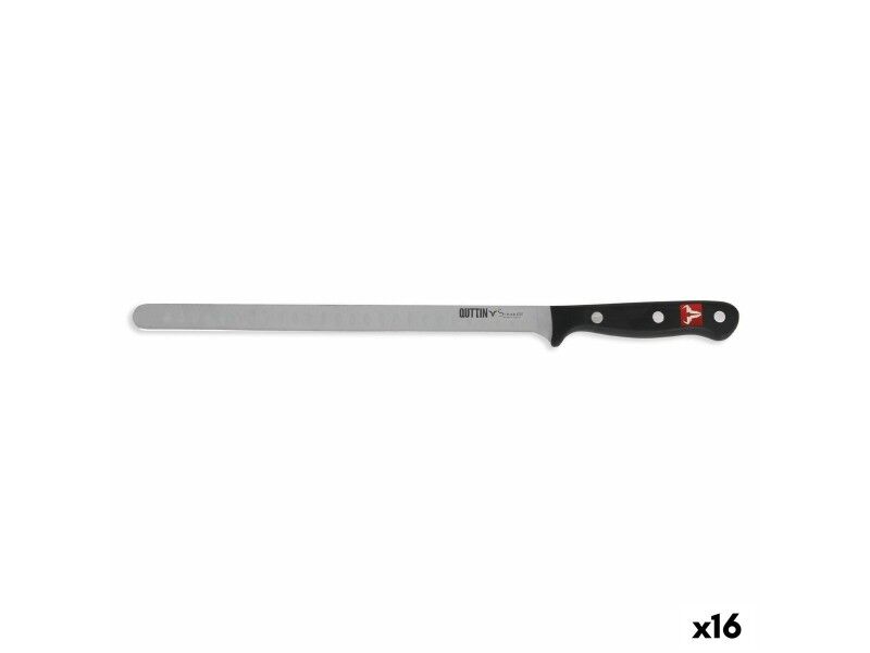 Nóż do Szynki Quttin Sybarite Czarny Srebrzysty 28 cm (16 Sztuk)