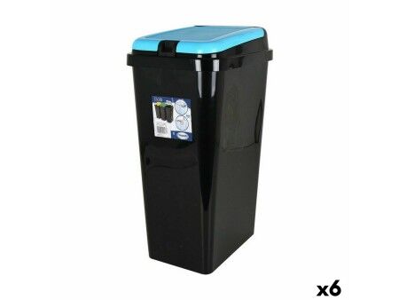 Kosz na Śmieci Tontarelli Bido Niebieski Czarny 45 L Prostokątny 40 x 29 x 65 cm (6 Sztuk)