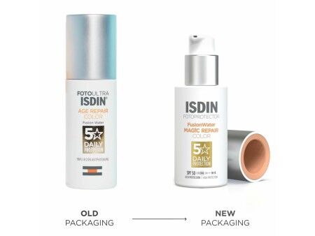 Ochrona przeciwsłoneczna z kolorem Isdin Fusion Water Magic Repair Spf 50 50 ml