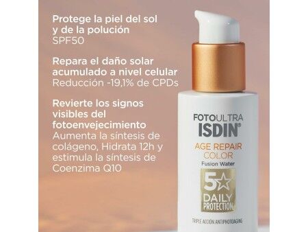 Ochrona przeciwsłoneczna z kolorem Isdin Fusion Water Magic Repair Spf 50 50 ml