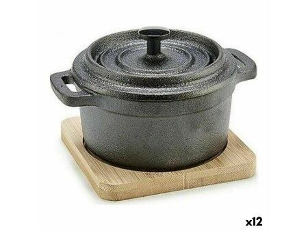 Garnek Kinvara 219SJ091 Brązowy Czarny Bambus Kute żelazo 13 x 10 x 8,5 cm (12 Sztuk)