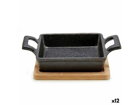 Garnek do Serwowania Tapas Kinvara 1277SJ4810 Brązowy Czarny Bambus Żelazo 19 x 5 x 14 cm (12 Sztuk)