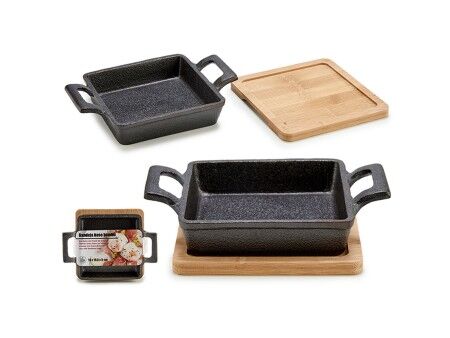 Garnek do Serwowania Tapas Kinvara 1277SJ4810 Brązowy Czarny Bambus Żelazo 19 x 5 x 14 cm (12 Sztuk)