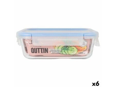 Hermetyczne pudełko na lunch Quttin Boho Przezroczysty Prostokątny 1 L (6 Sztuk)