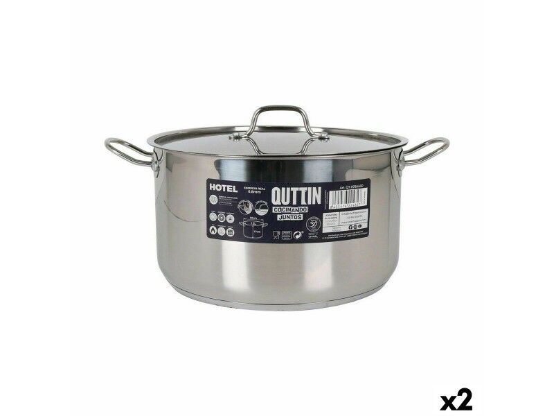 Garnek z Pokrywką Quttin Hotel Stal ø 30 x 17 cm (2 Sztuk)