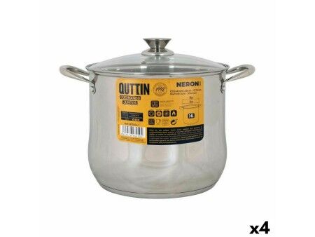 Garnek ze Szklaną Przykrywką Quttin New Neron Stal 27,3 x 23 cm (4 Sztuk)