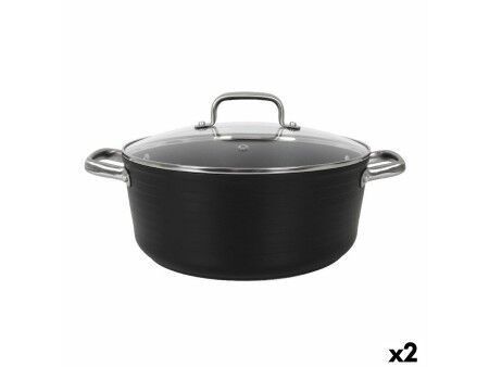 Garnek ze Szklaną Pokrywką Quttin Spiral Ø 28 cm Kute aluminium (2 Sztuk)