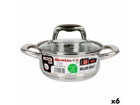 Garnek Quttin 139494 Z pokrywką Stal Ø 16 x 7 cm (6 Sztuk) (16 cm) (1,5 L)