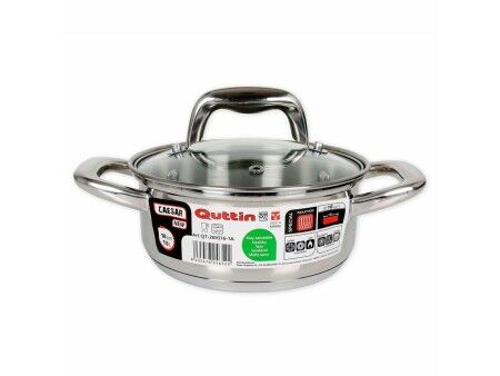 Garnek Quttin 139494 Z pokrywką Stal Ø 16 x 7 cm (6 Sztuk) (16 cm) (1,5 L)