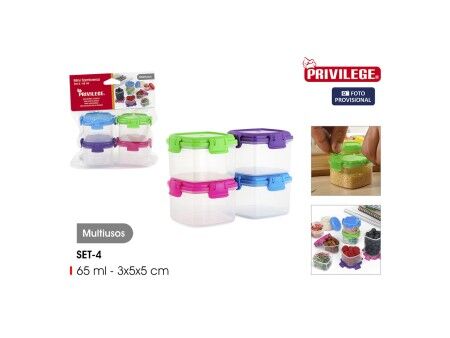Set Pojemników na Lunch Privilege 65 ml Mini 4 Części (24 Sztuk)