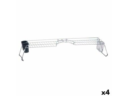Ociekacz do Naczyń Kinvara W3422A-1 Czarny Srebrzysty Metal polipropylen 44 x 11 x 16 cm (4 Sztuk)