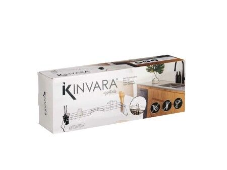 Ociekacz do Naczyń Kinvara W3422A-1 Czarny Srebrzysty Metal polipropylen 44 x 11 x 16 cm (4 Sztuk)