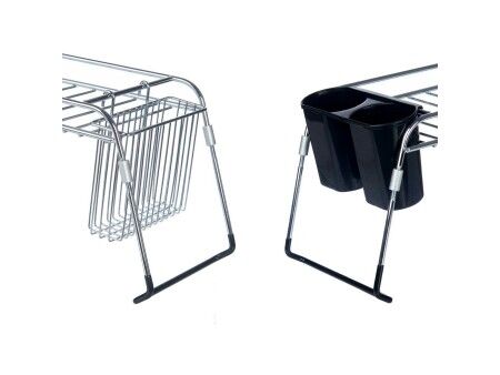 Ociekacz do Naczyń Kinvara W3422A-1 Czarny Srebrzysty Metal polipropylen 44 x 11 x 16 cm (4 Sztuk)
