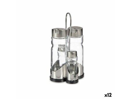 Zestaw do Przypraw Anna Przezroczysty Srebrzysty 10 x 10 x 21 cm (12 Sztuk)