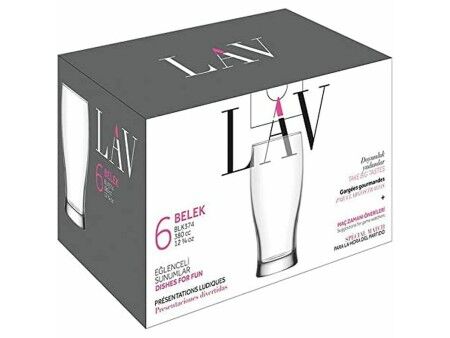 Szklanka do Piwa LAV Belek Przezroczysty Szkło 6 Części (8 Sztuk) (375 cc)