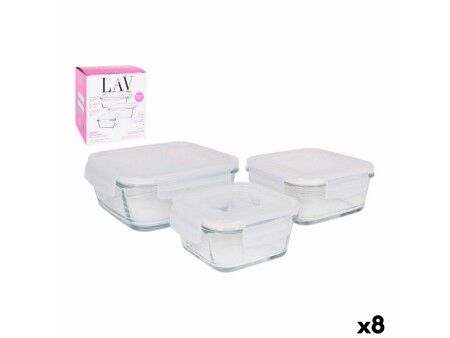 Set 3 Pojemników na Lunch LAV Szkło (8 Sztuk) (3 pcs)