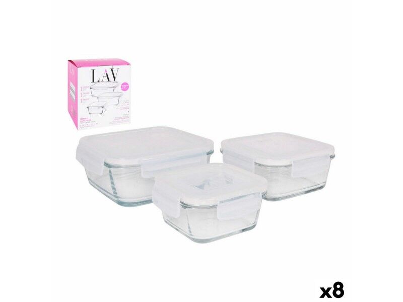 Set 3 Pojemników na Lunch LAV Szkło (8 Sztuk) (3 pcs)