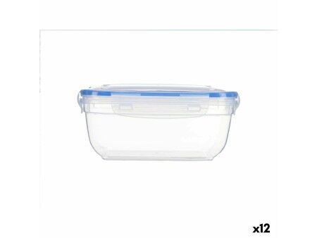 Hermetyczne pudełko na lunch Leknes 30113 Przezroczysty polipropylen Kwadratowy 1,4 L 14,5 x 8,5 x 20 cm (12 Sztuk)