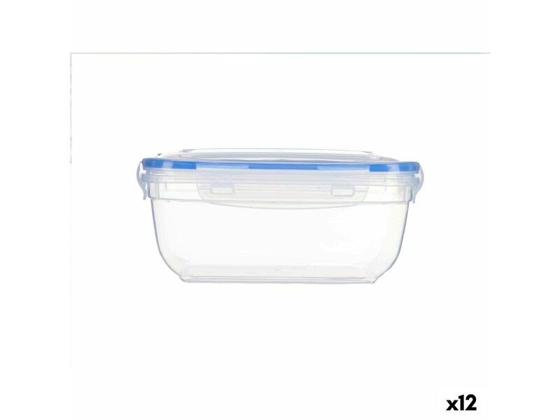 Hermetyczne pudełko na lunch Leknes 30113 Przezroczysty polipropylen Kwadratowy 1,4 L 14,5 x 8,5 x 20 cm (12 Sztuk)