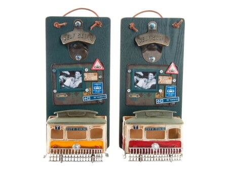 Otwieracz do butelek DKD Home Decor Self Serve Drewno Metal (2 pcs) (26 x 12 x 9 cm)