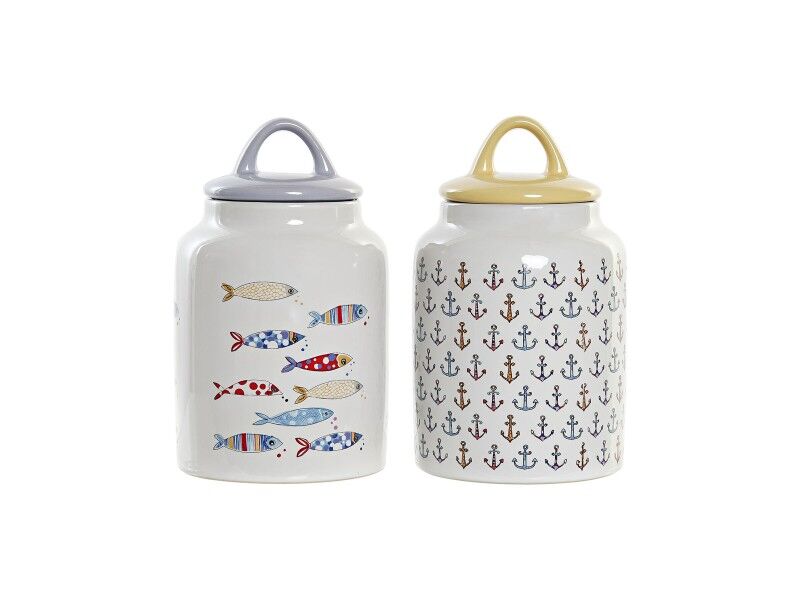 Łódź DKD Home Decor Biały Wielokolorowy Kamionka Śródziemnomorski (2 Sztuk)
