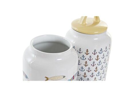 Łódź DKD Home Decor Biały Wielokolorowy Kamionka Śródziemnomorski (2 Sztuk)